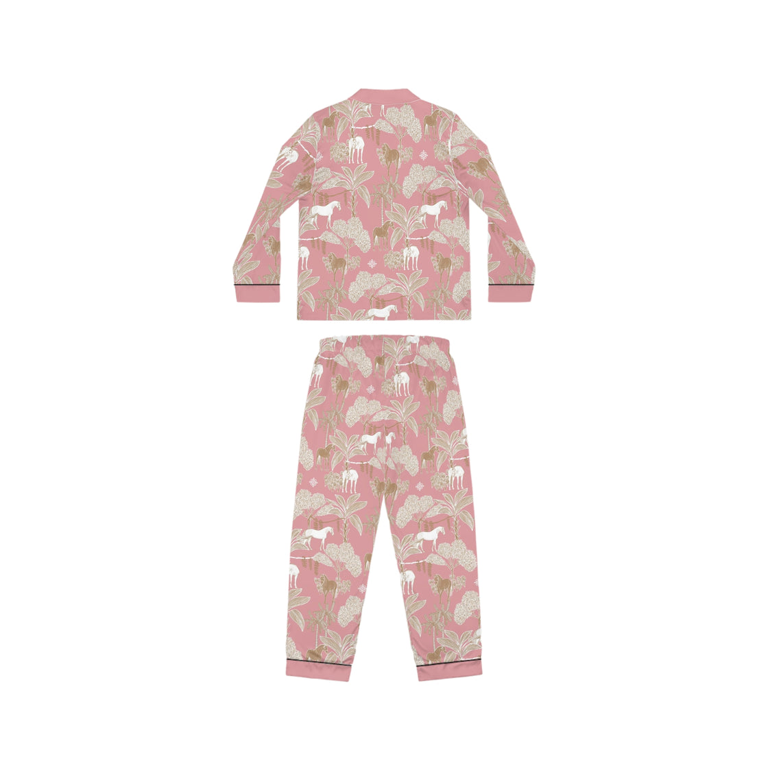 Satin Pajamas in Island Horses on Rose